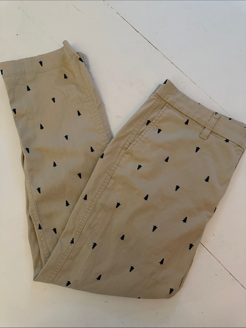 J. CREW CHRISTMAS TREE PRINT HIGH RISE GIRLFRIEND CHINO SIZE 10
